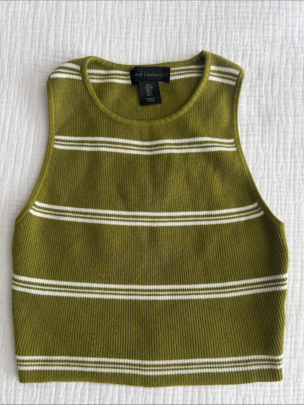 House of Harlow 1960 Olive & White Striped Knit Tank